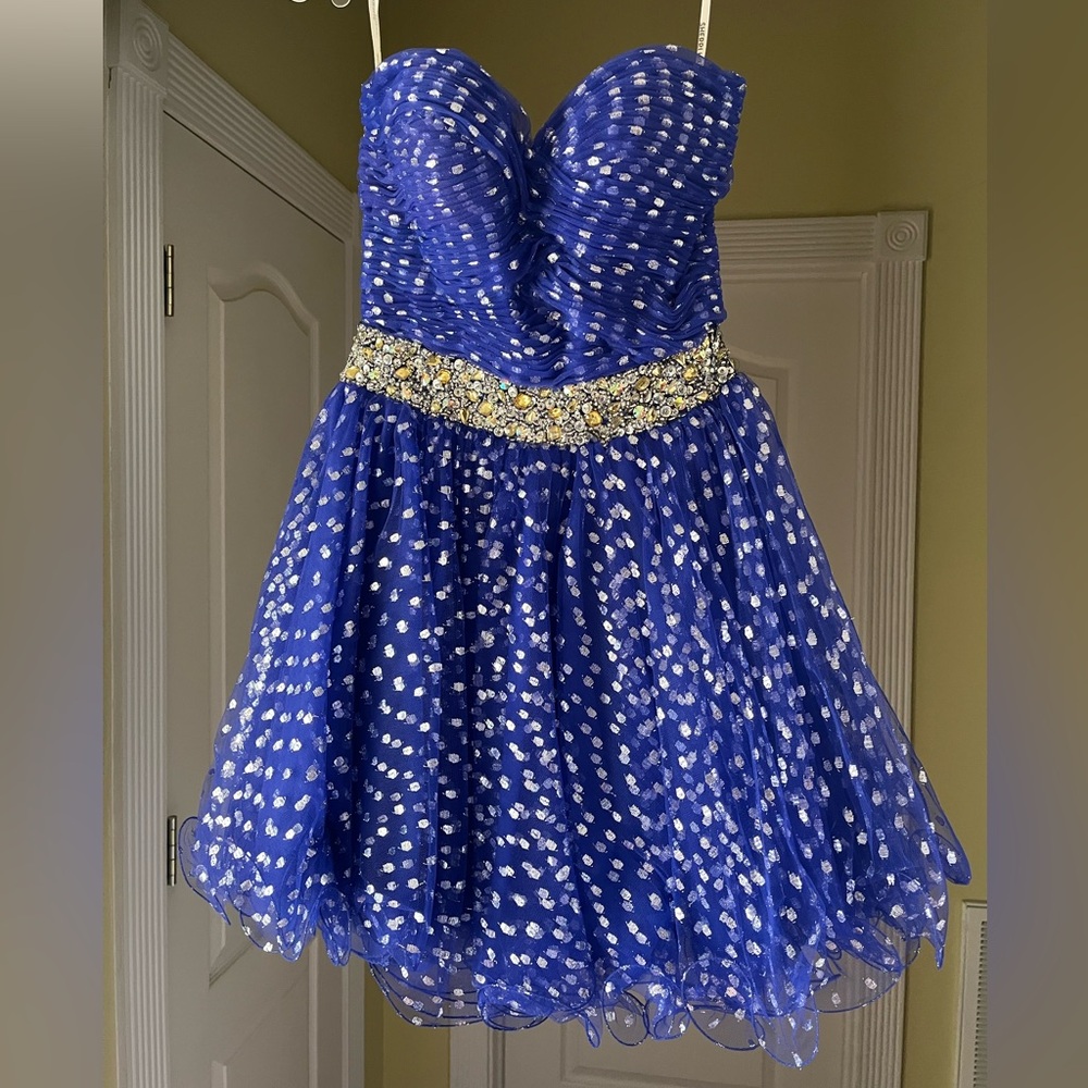 Sherri Hill strapless homecoming dress, royal blue, size 2